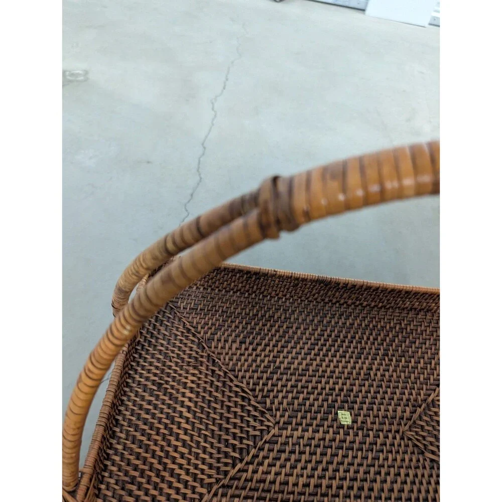 Amazing Vintage Two Tier Basket Wicker Basket Stand! Circa 1970's